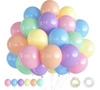 Mixed-Colour Pastel Latex Balloons with Star-Shaped Balloons and Tying Tool - Complete 200-Piece Set for Valentine's Day, Birthday, Party Decorations, Arch and Rainbow Themes, Baby Shower, Wedding