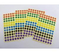 Mixed Colours Paper Stickers, 8mm Circular, 384 Labels, Self-Adhesive Sticky Labels, Economy Pack