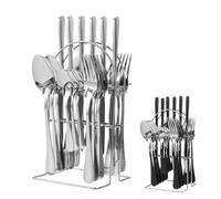Mixed Cutlery Sets with Holder Stainless Steel Flatware for 6 Tableware 24Pcs Silverware Set with Spoon Knife and Fork,Stand Utensil Sets for Home Kitchen Restaurant,Dishwasher Safe