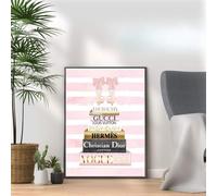 Mixed designer brands Print, Pink Fashion Wall Art Posters Designer Bag Shoes Book Makeup Poster Gallery Art Print Picture Home Decor- A3, A4 Size frame options (A3 Print Only)