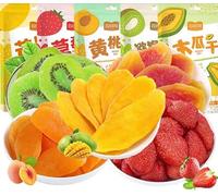 Mixed Dried Fruit Crisps, Ready to Eat Fruit Slices, Mango, Strawberry, Yellow Peach, Hawthorn, Kiwi, Healthy and Nutritious Snacks, Office Snack Food (Taste D,500g)