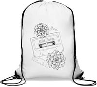 Mixed Feelings Cassette Tape Graphic Gym Sack Casual Drawstring Bag White