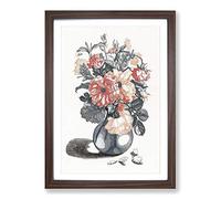 Mixed Flowers in a Glass Vase by Johan Teyler Framed Print | A2 Walnut Framed Wall Art | Ready to Hang | Modern Floral Picture | Living Room Bedroom Lounge Office