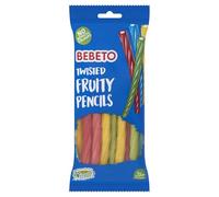 Mixed Fruit Flavour Soft Sweets with a Cream Flavour Filling. Bebeto Twisted Fruity Pencils, Chewy Fruity Gummy Pencil Sweets, Single Pack, 160g, White