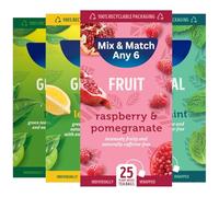 Mixed Fruit Tea Bags Naturally Caffeine-Free Mix & Match Any 6 - Smooth & Cooling Herbal Infusion | 150 Individually Wrapped Bags | Herbal Fresh Mint, Fruit Raspberry & Pomegranate, Green Pure & Lemon