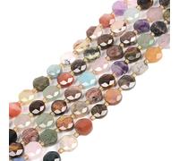 Mixed Gemstone 10mm Faceted Coin Disc Star of David Jewish Loose Beads DIY Jewelry Making Strand 15"