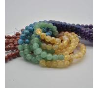 Mixed Gemstone Round Beads - 8mm - Large Hole (2mm) Gemstone Round Beads for Jewellery Making - 15'' Strand - Set 02