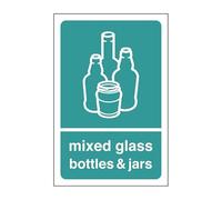 Mixed glass bottles & jars - safety signs(Pack of 2) - 1.2mm Rigid plastic for indoor/outdoor usage (150mm x 100mm) Viewing Distance within 3m.
