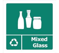 Mixed Glass Recycling Foamalux PVC Plastic sign - 10 x 10 cm | UK-Made with Renewable Energy | Low Carbon Footprint