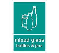 Mixed Glass Recycling Sign - 1.2mm Rigid plastic 300mm x 200mm