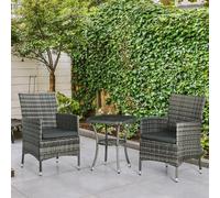 Mixed Grey Wicker Rattan Bistro Set with Cushions for Outdoor Seating Wyld and Coco Grey 1 Pack