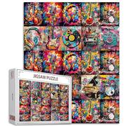 Mixed Instruments Jigsaw Puzzle 1000 Pieces Puzzles for Adults Kid Graffiti Retro Street Art Jigsaw Puzzles for Challenging Family Activity Games Colorful DIY Puzzle for Home Decor Gifts 50x70cm
