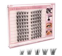 Mixed Lengths Natural Cat Eye Fox Style Self-Adhesive Lash Clusters Kit, with Criss-Cross Design, Reusable Press-On Individual Eyelashes for a Wispy Look (Crisscross Outer Corners-90PCS,10-14mm)
