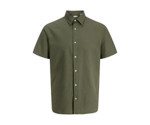 Mixed linen shirt Jack & Jones Breeze Vert XS
