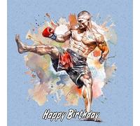 Mixed Martial Arts Square Birthday Card (Design 3) - Happy Gift For Her Him Friend Mum Dad Sister Brother Premium Quality Blank Inside Envelope Included Uk Designed Thoughtful