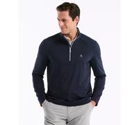 Mixed Media Quarter Zip Golf Pullover In Black Iris