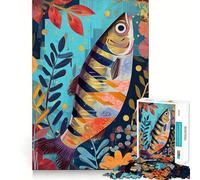 Mixed Media Sardine Fish Teenagers 1000 Pieces Puzzle FreeTime Game Vivid Print Fun Challenge Christmas Surprise (50x75cm)