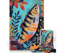 Mixed Media Sardine Fish Teenagers 1000 Pieces Puzzle FreeTime Game Vivid Print Fun Challenge Christmas Surprise (50x75cm)
