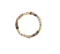Mixed Natural Stone Stretch Beaded Bracelet for Women, Dainty Neutral Tone Stackable Bracelet with Cat Eye Beads, Faux Pearls & Textured Wood Spacers, Bohemian Minimalist Wrist Jewelry for Daily, Vaca