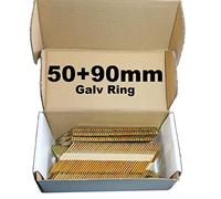 Mixed Pack 500 x 50mm Galv Ring + 500 x 90mm Galv Ring Framing Nails,Clipped D-Head, for DEWALT 18v Cordless DCN692