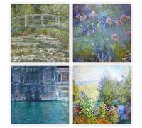Mixed pack of blank greeting cards and envelopes, 12 note cards 4 different Claude Monet designs, blank greeting inside notelet and envelope sets. (10.5x10.5cm)