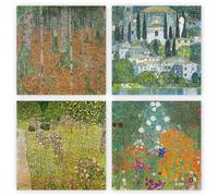Mixed pack of blank greeting cards and envelopes, 12 note cards 4 different Gustav Klimt designs, blank greeting inside notelet and envelope sets. (10.5x10.5cm)