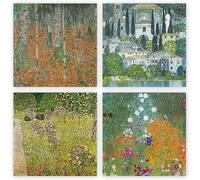 Mixed pack of blank greeting cards and envelopes, 12 note cards 4 different Gustav Klimt designs, blank greeting inside notelet and envelope sets. (14x14cm)
