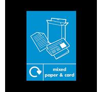 Mixed Paper & Card Recycling Sticker/Self Adhesive Sign - Environment/Reduce CO2 / Green World/Bins