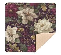 Mixed Poinsettia Floral Pattern Soft Foam Baby Play Mat for Indoor Outdoor Non-Toxic Padded Play Mat for Newborns Babies Infants Toddlers, 50'' x 50''