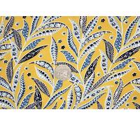 Mixed Prints Clearance Sale - Georgette Fabric by The Metre UK | Assorted Designs Floral, Polka Dot, Patterns | Dressmaking, Quilting & Fabric Material UK 58 Inch Wide (Yellow-Leaves)