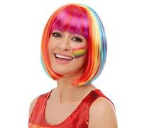 mixed Raunchy Rainbow Fringed Bob Wig