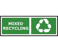 Mixed Recycling | 15cm x 5cm | Green - PVC Plastic Sign for Offices, Commercial Spaces, Public Areas, Waste Management | UK-Made with Renewable Energy | Low Carbon Footprint