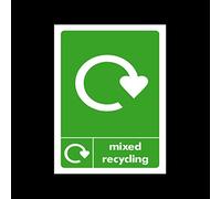 Mixed Recycling Plastic Sign - Environment/Reduce CO2 / Green World/Bins