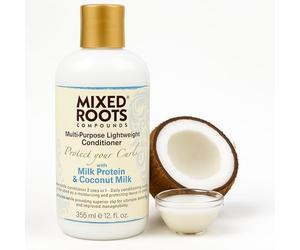 Mixed Roots Multi-Purpose Conditioner Milk Protein Coconut 355ml - Daily & Leave-In Use, Lightweight Formula, Hydrates, Detangles & Strengthens Without Buildup