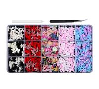 Mixed Shape Bowknot Nails Art 3D Bow Flatback Pearl Beads Nails Art Decorations For Nails