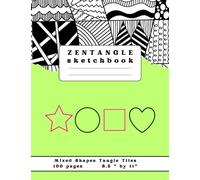 Mixed Shapes Tiles Zentangle Sketchbook: Large sheets with circular + squared + star shape + heart shape grids for zendoodle & mandala art, art ... & zen drawing / sketching with left blanks