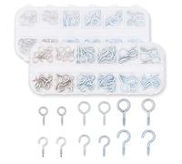 Mixed Size Metal Eye Screws Hooks Nickel Plated Cup Hooks DIY Craft Projects Hanging Ornament Items Silver Blue Zinc Threaded Eye Pins