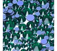 Mixed Size SS6-SS30 Glass Hot Fix Rhinestones Crystal Flatback Iron On Stones for DIY Nail Art Fabric Clothes Decoration-Dark Green-Mix Size-1440pcs