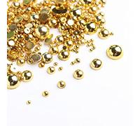 Mixed Sizes 2mm-8mm 1000pcs Imitation Pearls Half Ball Flatback Bead Loose Beads Gem Scrapbook Craft DIY Decorations (Mine Gold)