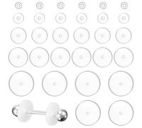 Mixed Sizes Piercing Disks, 30 Pieces Perforated Discs Silicone Earring Stoppers for Piercings Bump Clear Disc Pads, Stabilize Earrings Stopper Patches