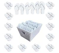 Mixed Sizes Wedding Flip Flops 20-100 Pairs | Basket Included | White Wedding Party Shoes Bulk | Wholesale Hotel Guest Slippers