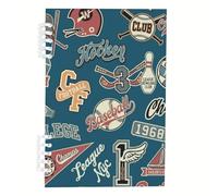 Mixed Sports Symbols A5 Notebook, College Sports Badges A5 Notebooks, Lined Paper Teacher Notebook 120Pages/60Sheets, Note Books for School, Exercise Book for Study, College Supplies Women Man
