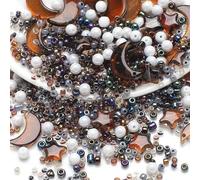 Mixed Star Moon Crystal Glass Beads Seedbeads Loose Round Pearl Beads for Jewelry Making Craft Bracelets Necklaces Earrings DIY Crafts Projects Coffee Glass Spacer Beads Kits for Crafts
