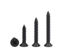 Mixed Steel Self Tapping Flat Head Fasteners, Phillips Countersunk Flat Head Self-Tapping Screw Black Carbon Steel 100 Pcs M1-M1.7 3-6mm(6mm*100pcs,M1.4)