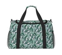 Mixed Tropical Leaves Plain Print Womens Sports Bags Travel Bag - Gym Tote Bag with Compartment,Duffel Bags for Men,Ladies Holdall,Carry On Weekend Travel Handbags for Women