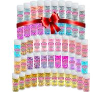 Mixed Ultra Sparkle Glitter Shaker Box | 54 Tubes of Craft Glitter, Mixed Sizes & Colours for Christmas Craft, Resin, Candle, Art, Crafting, Fabric, Slime, Tumblers, Wax Melts, Cosmetic - Hemway