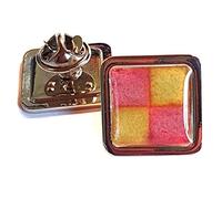 Mixed Up Dolly Battenberg Slice Chrome Pin Badge