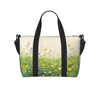 Mixed Wild Meadow Travel Duffle Bag-Lightweight Carry On Weekender for Men Women, Waterproof Overnight Bag for Gym Weekend Trips