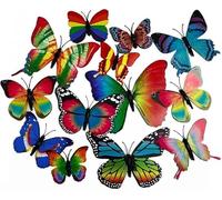 MIXEL 12 x Butterflies For Garden Or Indoor, Mixed Sizes, Three-Dimensional Wall Stickers, Fridge Magnet Or Sticky Tab, Lightweight and Easy to Attach, (Multi-Color)