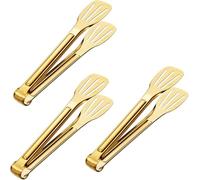 MIXEL 3Pcs Stainless Steel Kitchen Tongs with Silicone, Non-Stick, Gentle Grip, Ergonomic, Contoured Handles, Exceptional Strength, Hanging Loops or Built-in Hooks, 12” Golden, (3 Pcs)